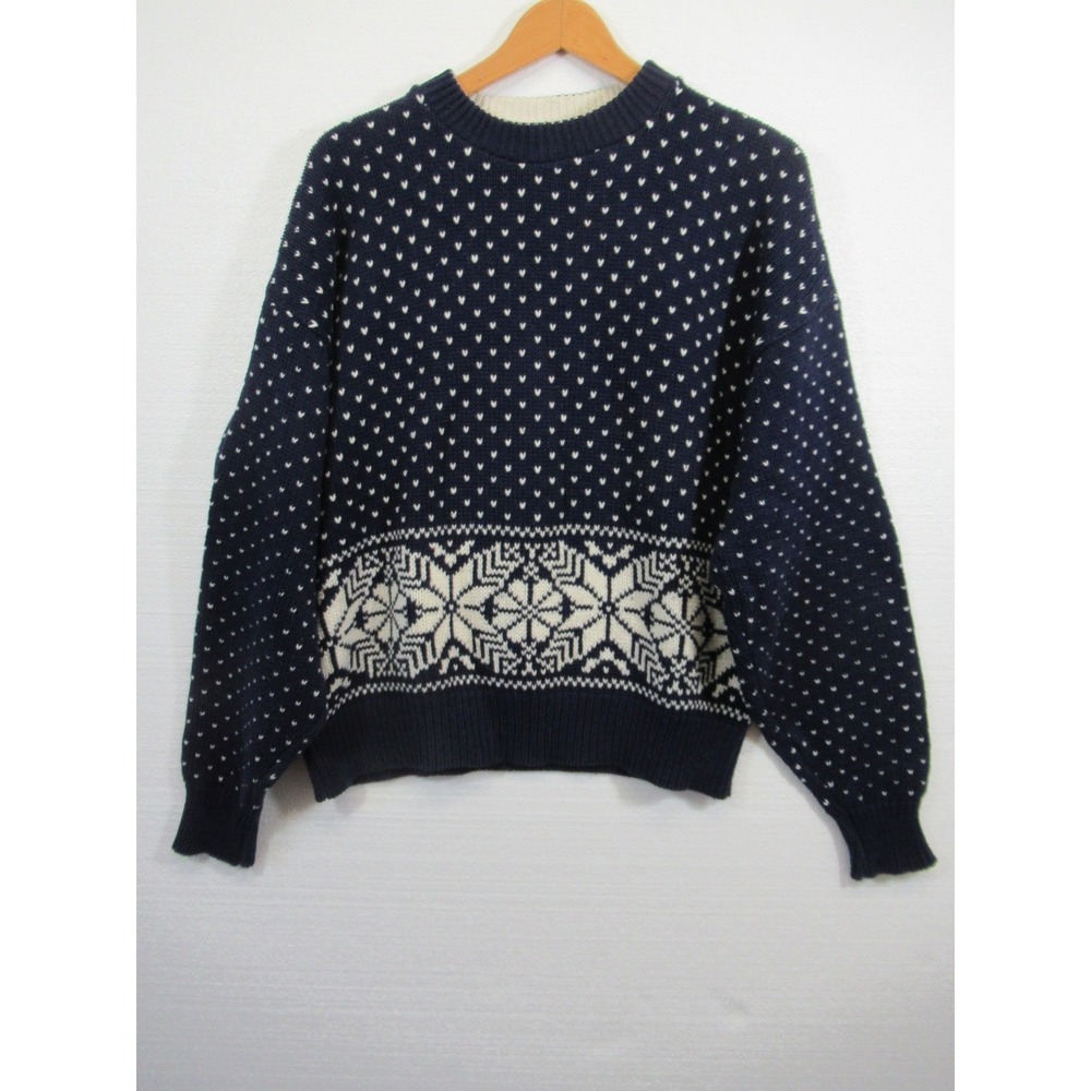 Vintage Environmental Clothing Fair Isle Chunky Crewneck Sweater Men XL Blue